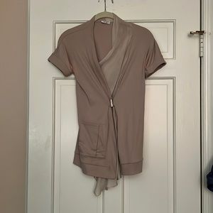 Brunello Cucinelli silk rib taupe top